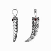 AP-9019-GA Sterling Silver Beautiful Design Sword Shape Pendant With Garnet Q. Jewelry Bali Designs Inc